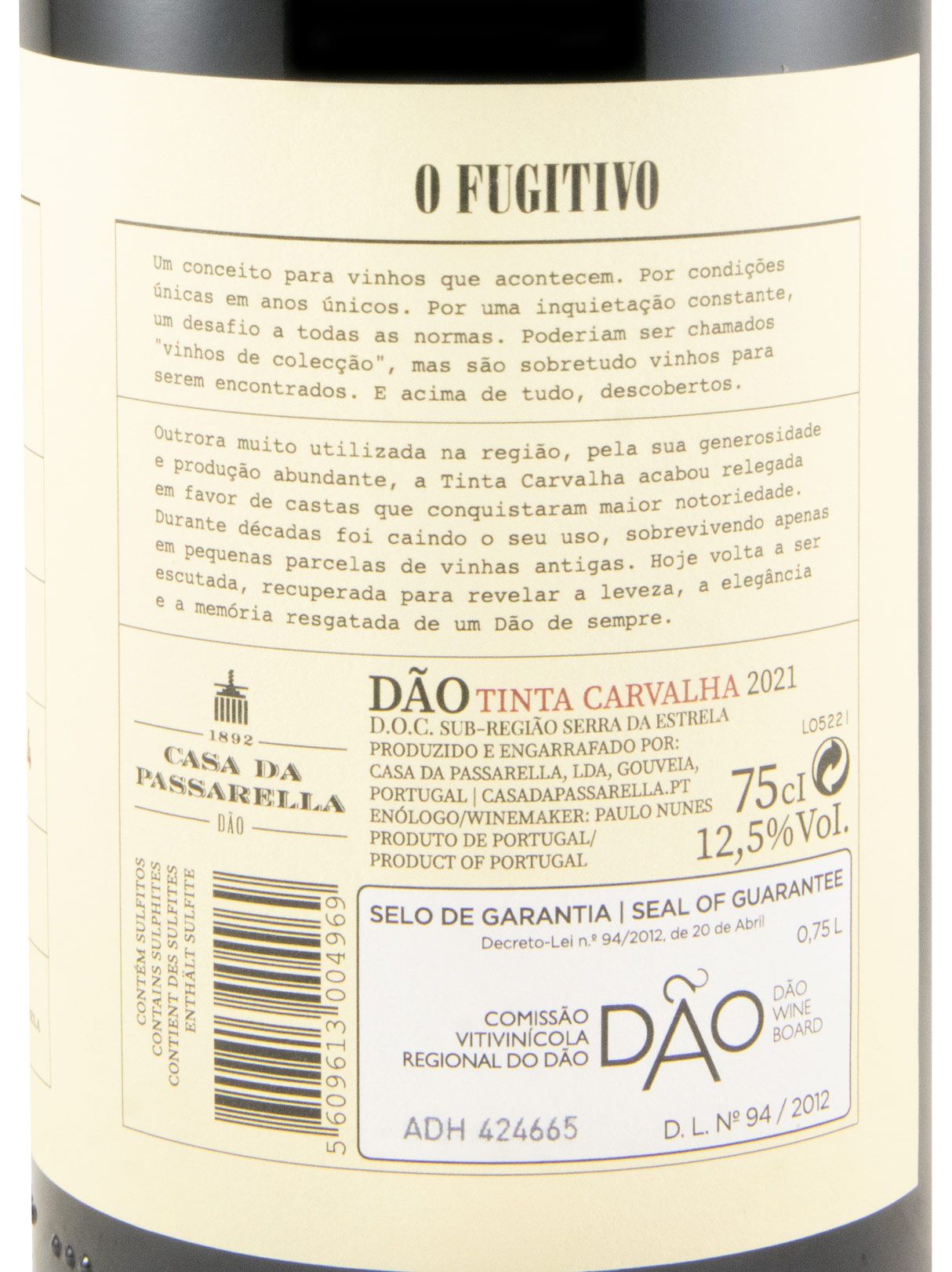 2021 Casa da Passarella O Fugitivo Tinta Carvalha red