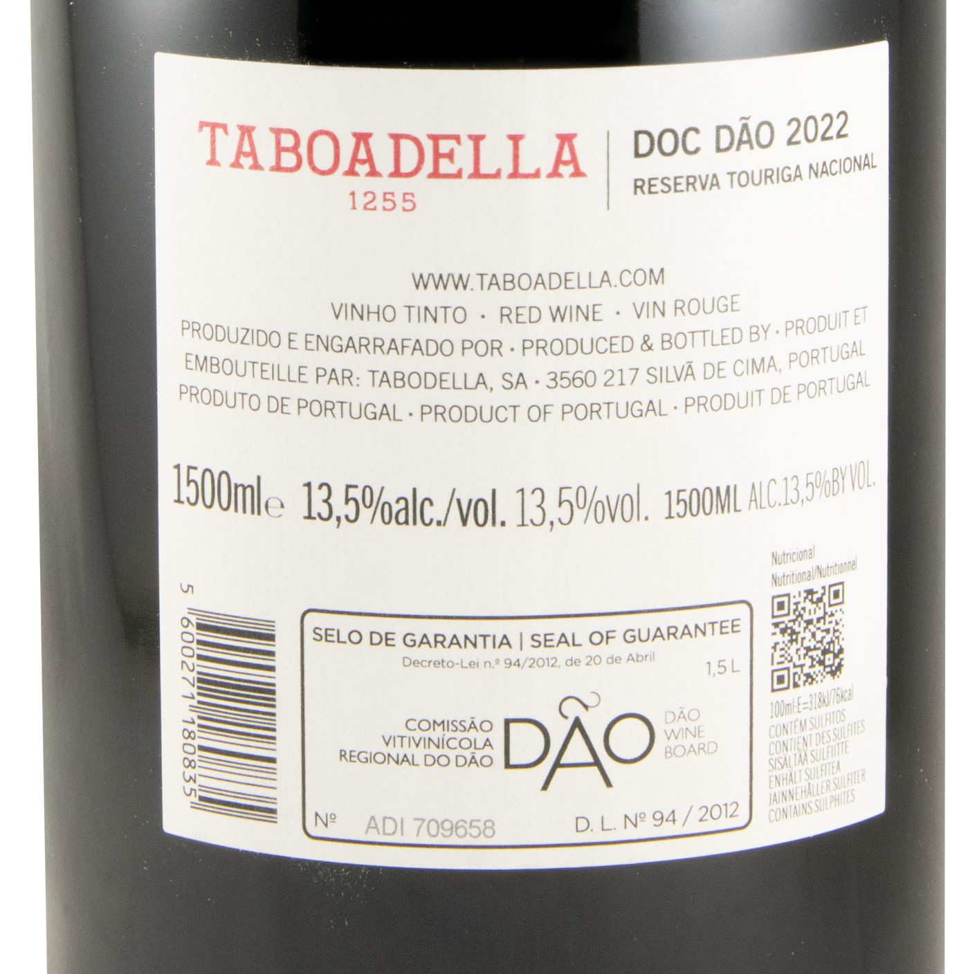 2022 Taboadella Touriga Nacional Reserva red 1.5L