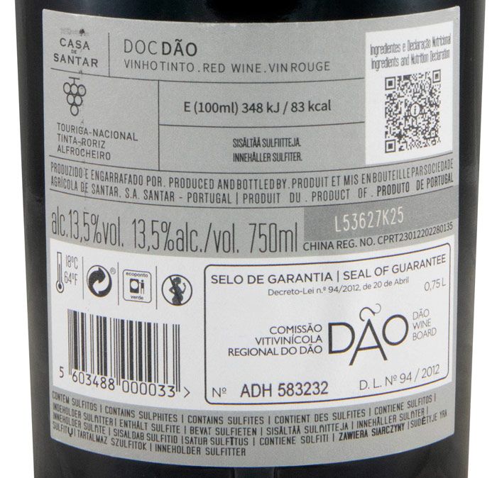 2022 Casa de Santar red (damaged label)