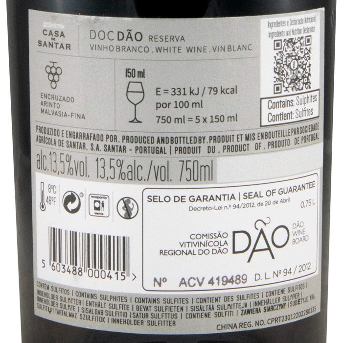 2023 Casa de Santar Reserva branco