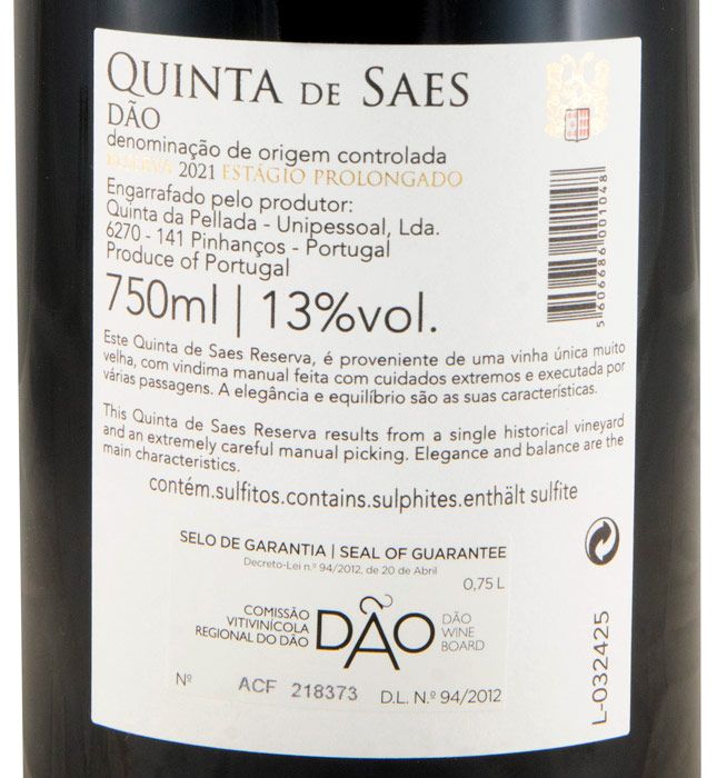 2021 Quinta de Saes Estágio Prolongado Reserva red