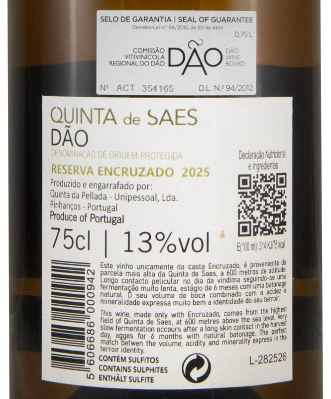 2025 Quinta de Saes Encruzado Reserva branco