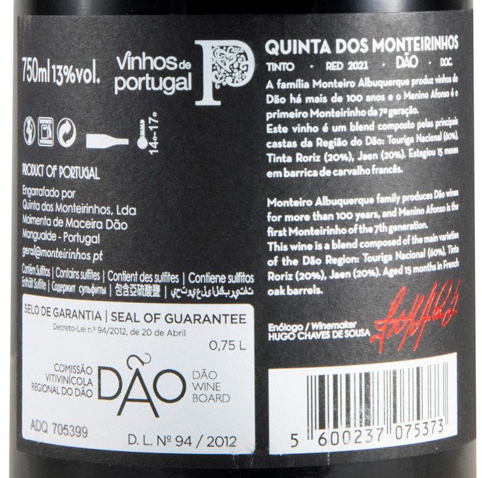2021 Quinta dos Monteirinhos Menino Afonso tinto