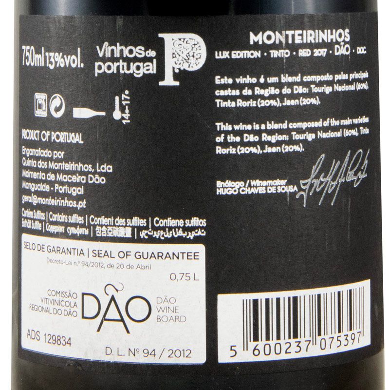 2017 Quinta dos Monteirinhos Lux Edition tinto