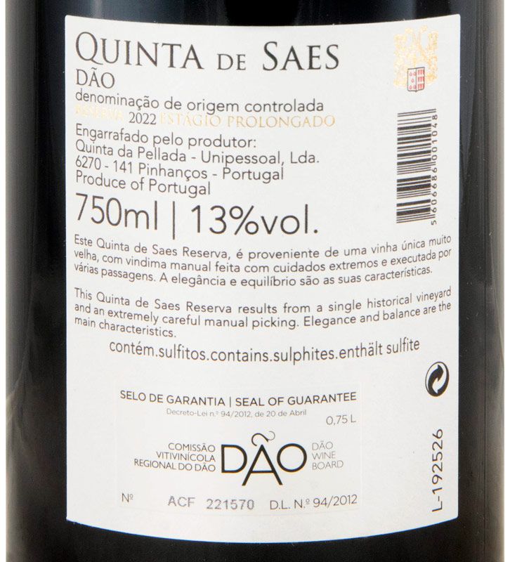 2022 Quinta de Saes Estágio Prolongado Reserva red