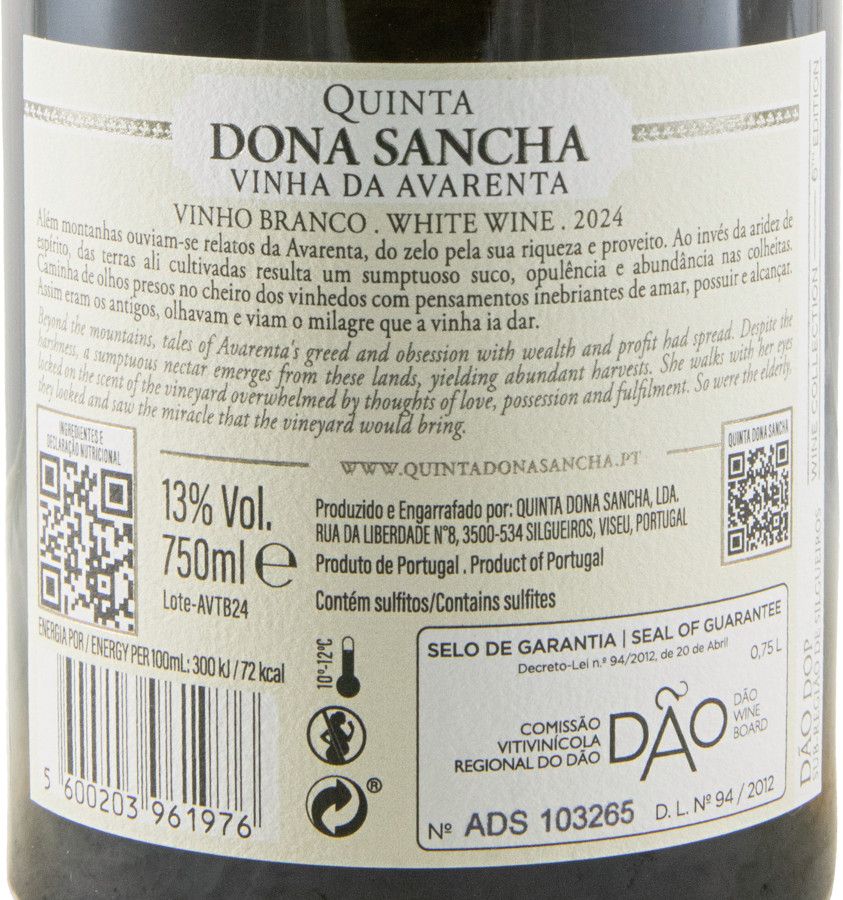 2024 Quinta Dona Sancha Vinha da Avarenta branco