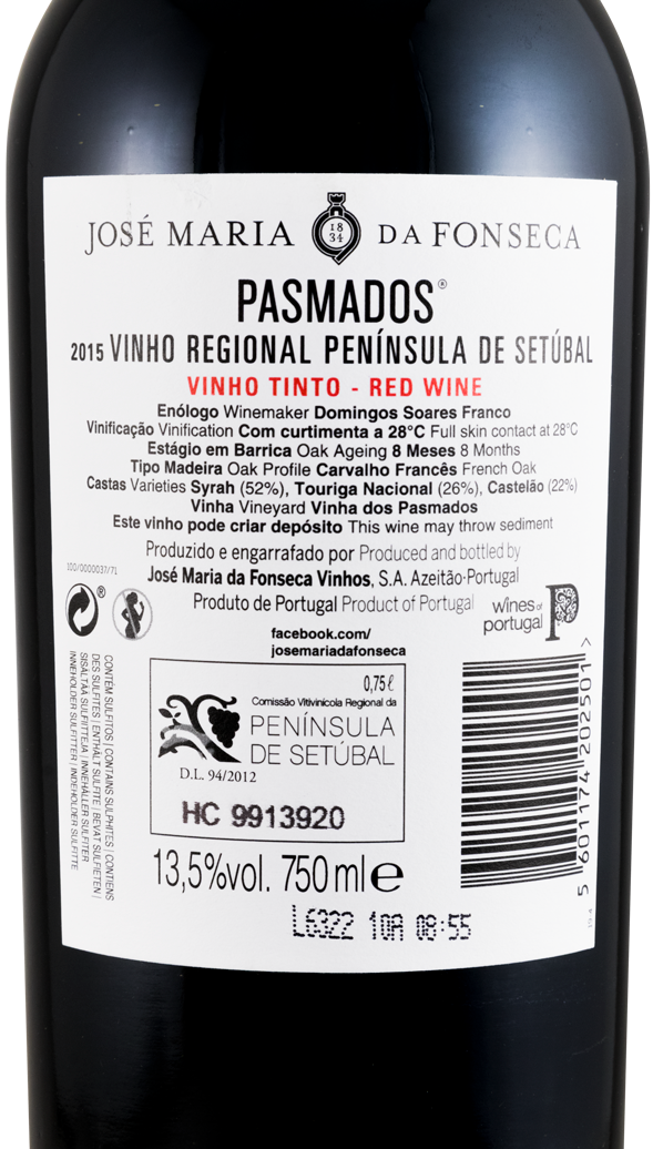2015 José Maria da Fonseca Pasmados red