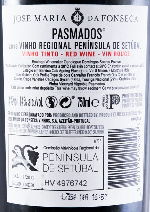 2016 José Maria da Fonseca Pasmados red