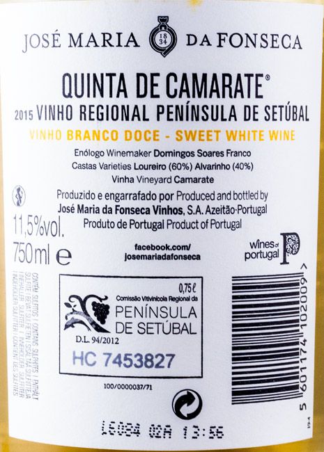 2015 José Maria da Fonseca Quinta de Camarate Doce branco