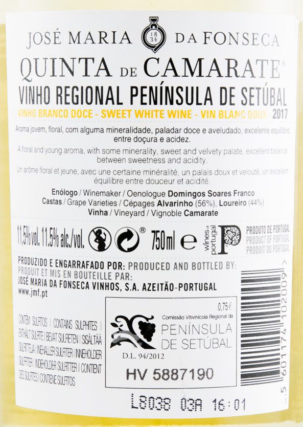 2017 José Maria da Fonseca Quinta de Camarate Doce branco
