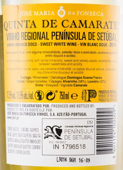 2018 José Maria da Fonseca Quinta de Camarate Doce branco