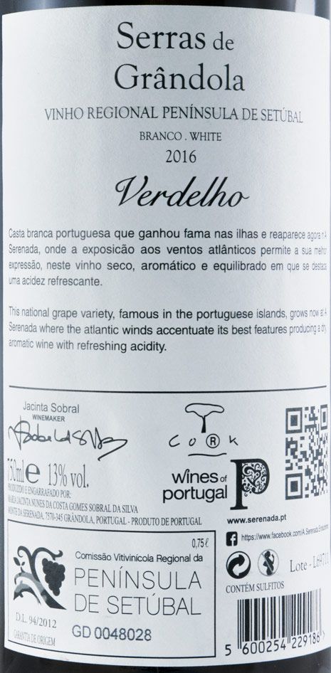 2016 Serras de Grândola Verdelho branco