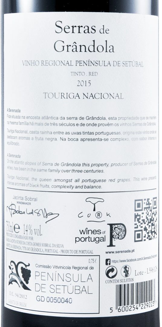 2015 Serras de Grândola Touriga Nacional red