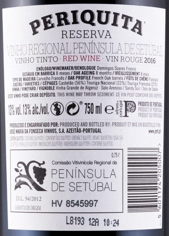 2016 José Maria da Fonseca Periquita Reserva tinto