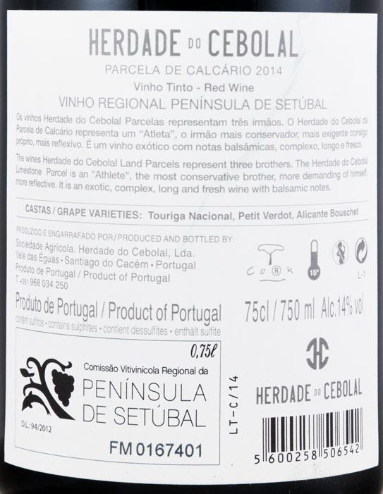 2014 Herdade do Cebolal Calcário red