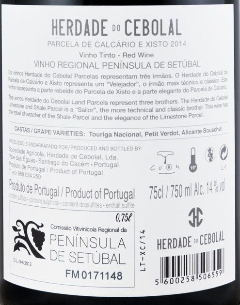 2014 Herdade do Cebolal Calcário/Xisto red
