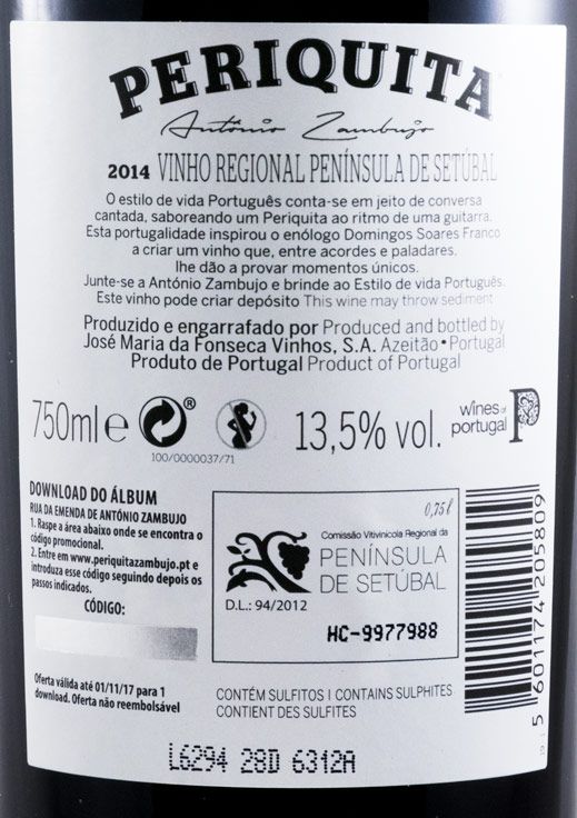2014 José Maria da Fonseca Periquita António Zambujo tinto