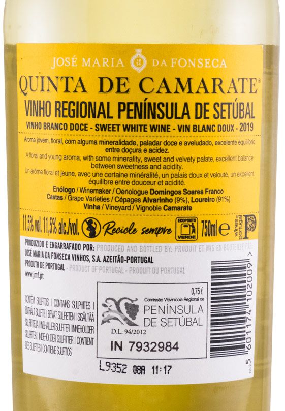 2019 José Maria da Fonseca Quinta de Camarate Doce branco