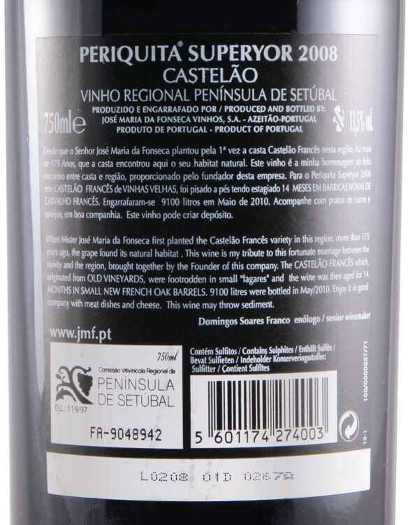 2008 José Maria da Fonseca Periquita Superior red