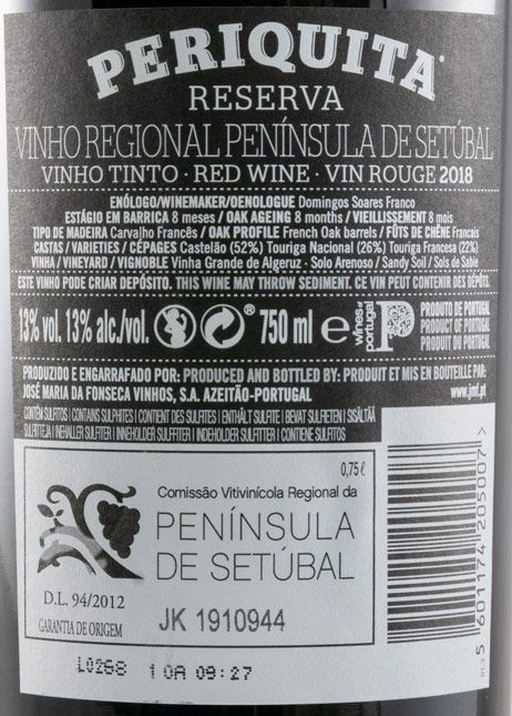 2018 José Maria da Fonseca Periquita Reserva tinto