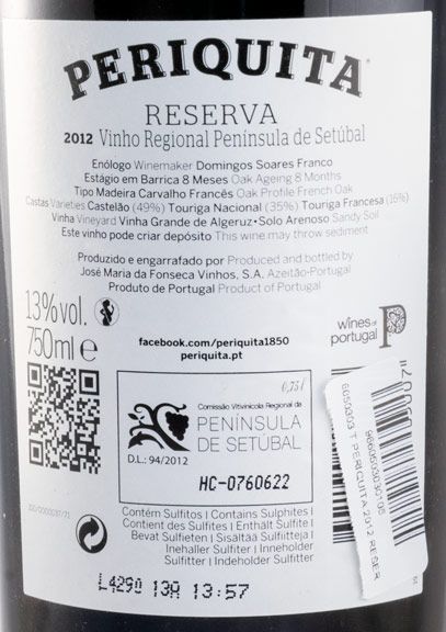 2012 José Maria da Fonseca Periquita Reserva tinto