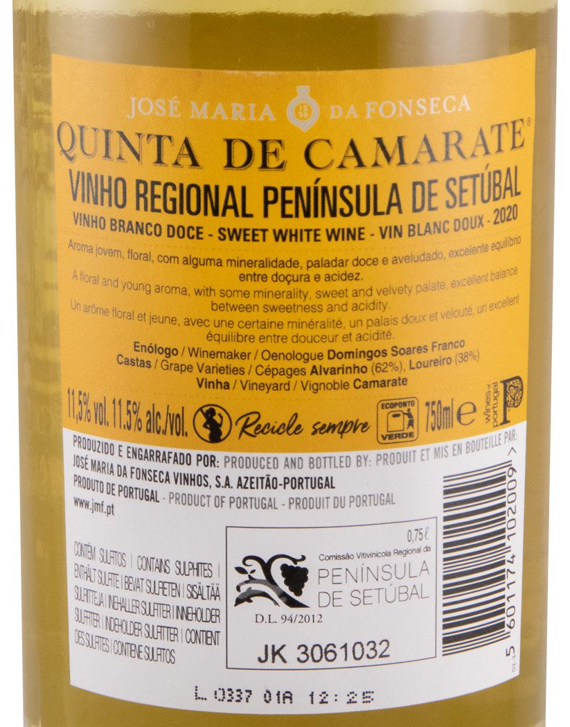 2020 José Maria da Fonseca Quinta de Camarate Doce branco