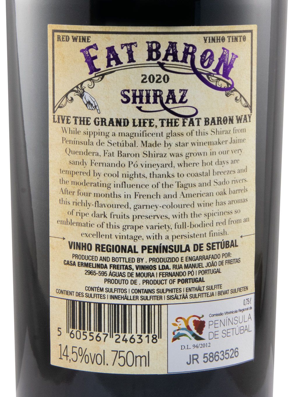 2020 Ermelinda Freitas Fat Baron Shiraz tinto