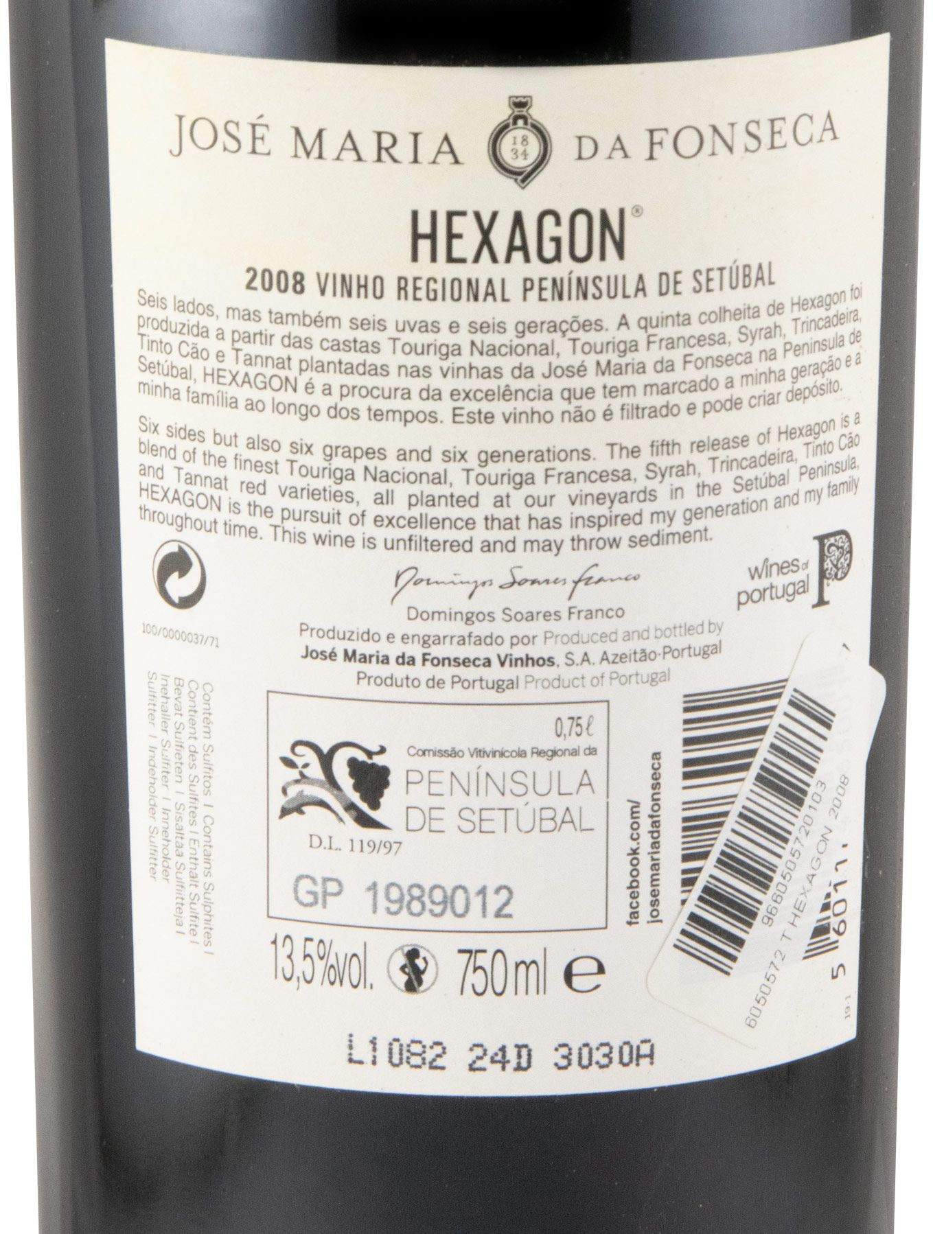 2008 José Maria da Fonseca Hexagon tinto