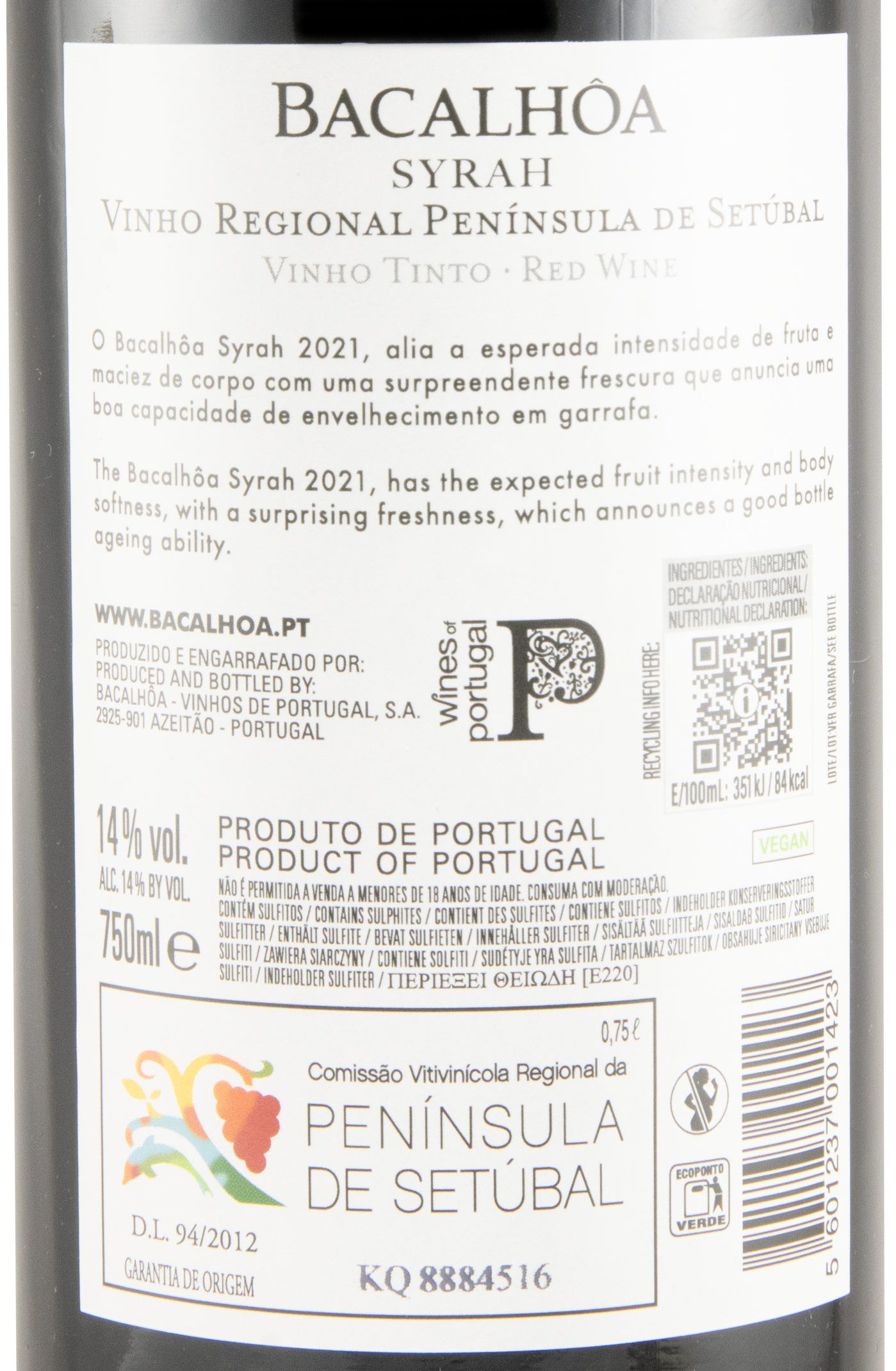 2021 Quinta da Bacalhôa Syrah red
