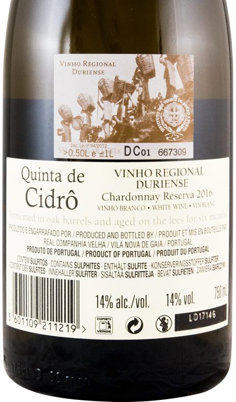 2016 Quinta de Cidrô Chardonnay branco