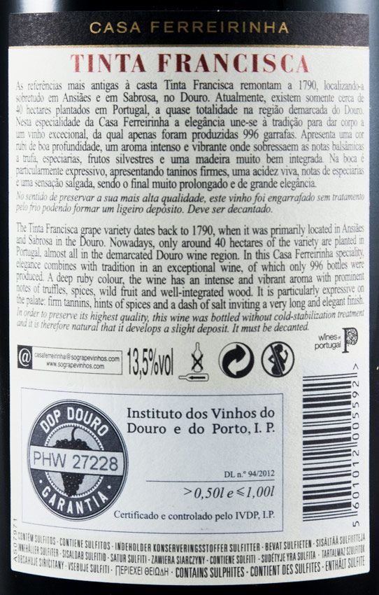 2014 Casa Ferreirinha Tinta Francisca tinto