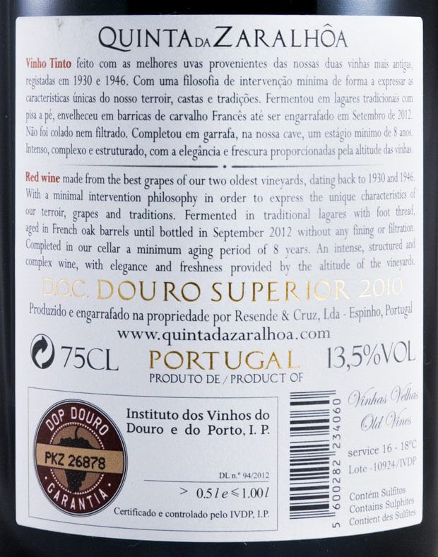 2010 Quinta da Zaralhôa Vinhas Velhas red