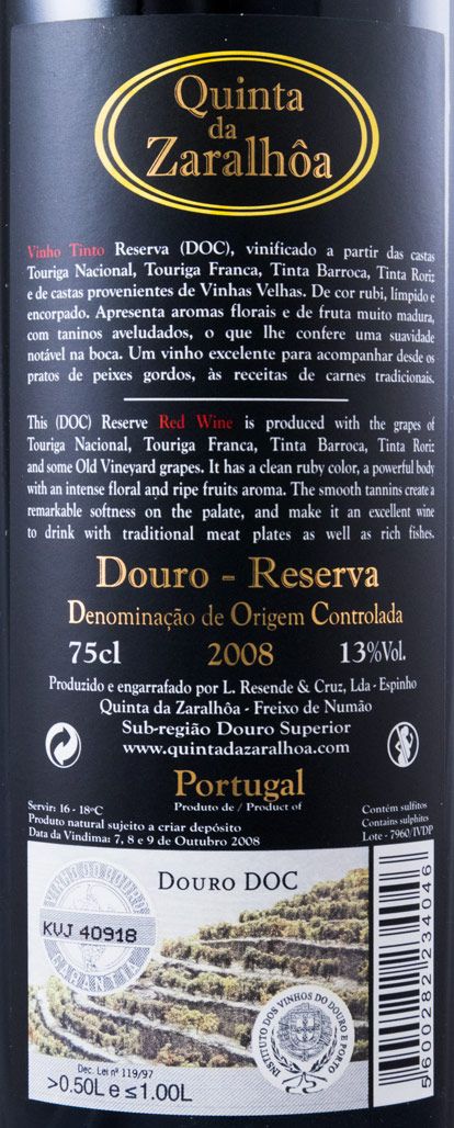 2008 Quinta da Zaralhôa Reserva red