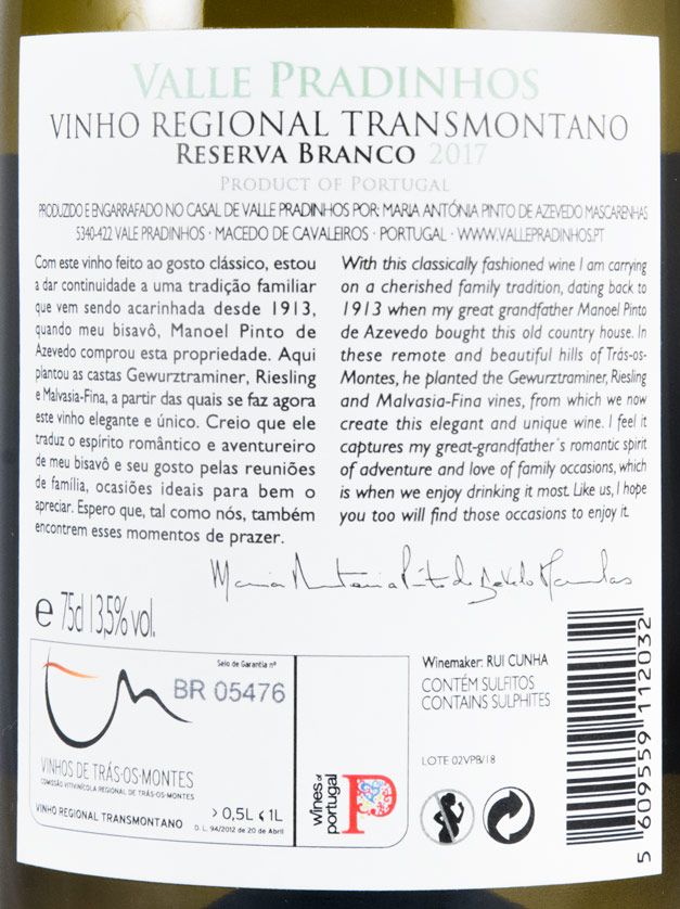 2017 Valle Pradinhos Reserva branco