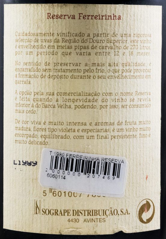 1989 Casa Ferreirinha Reserva red