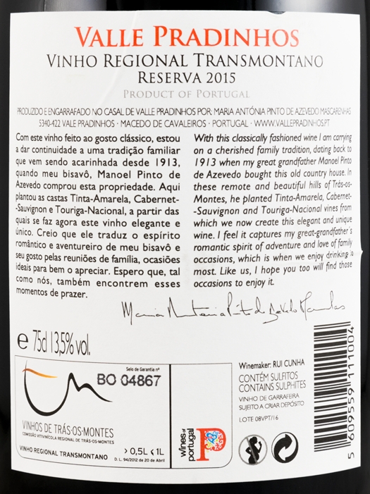 2015 Valle Pradinhos Reserva red