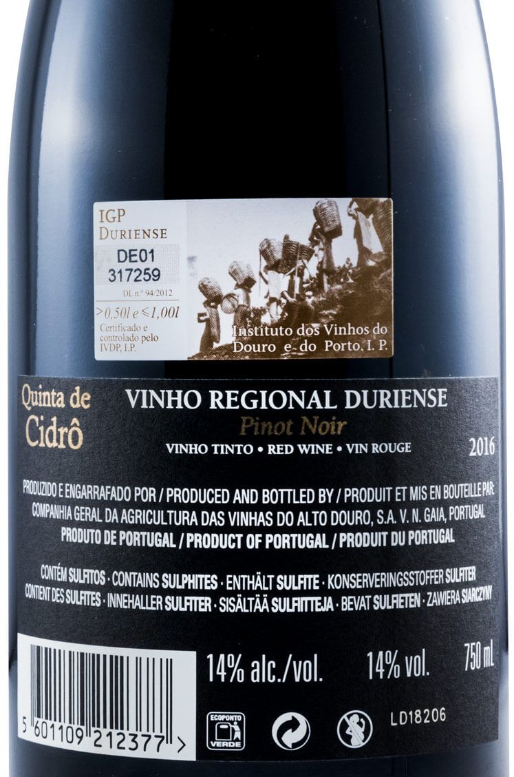 2016 Quinta de Cidrô Pinot Noir tinto