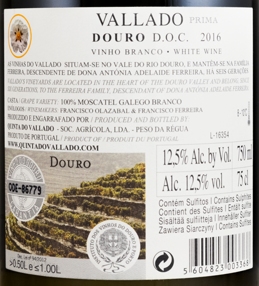 2016 Vallado Prima Moscatel Galego branco