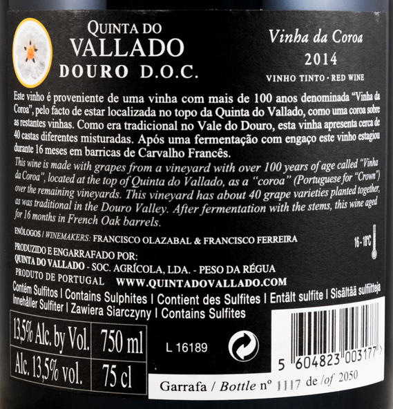 2014 Vallado Vinha da Coroa red