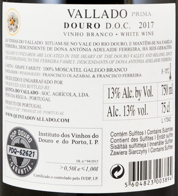 2017 Vallado Prima Moscatel Galego branco