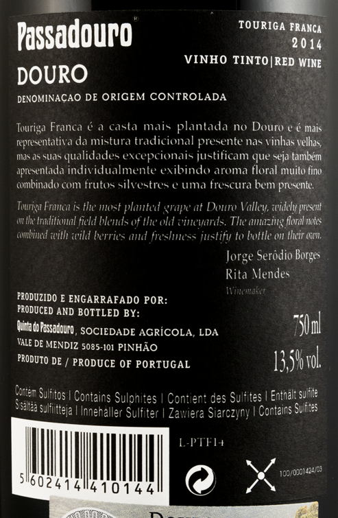 2014 Quinta do Passadouro Touriga Franca tinto