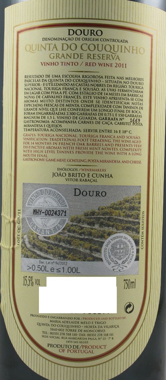 2011 Quinta do Couquinho Grande Reserva Tinto