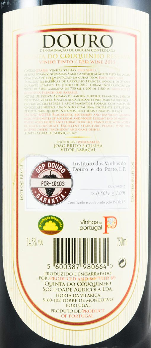 2015 Quinta do Couquinho Reserva red