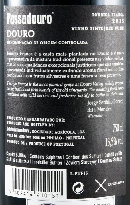 2015 Quinta do Passadouro Touriga Franca red