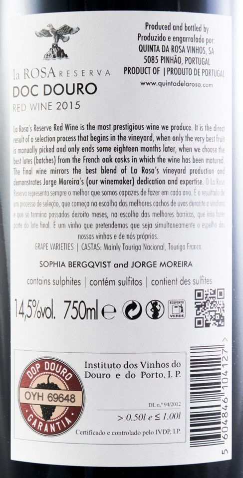 2015 La Rosa Reserva red