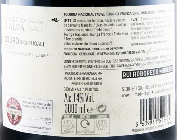 2014 Castello D'Alba Vinhas Velhas Grande Reserva red 3L