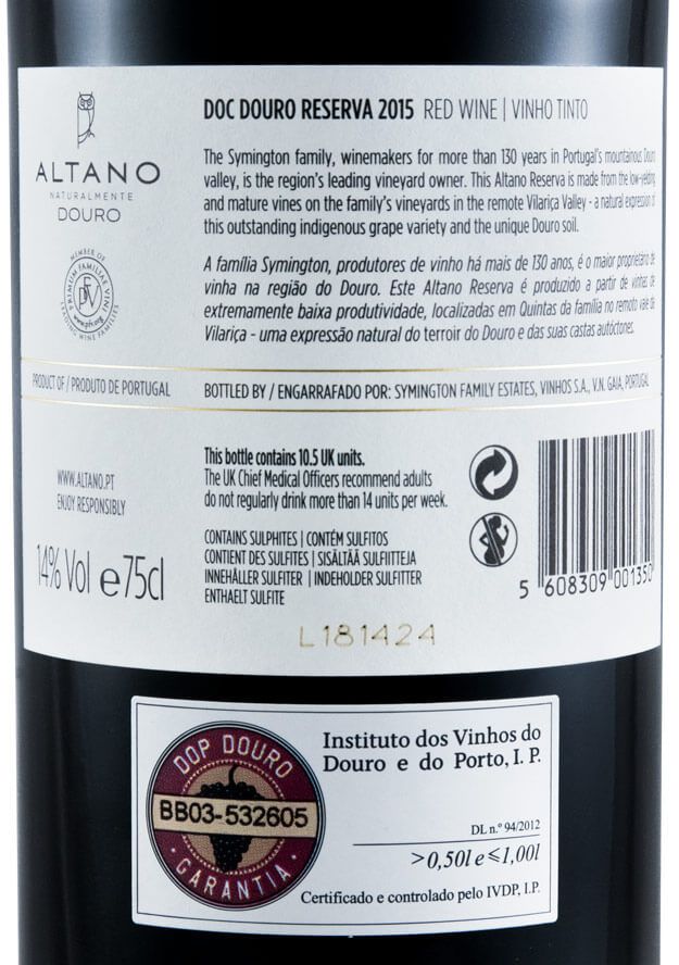 2015 Altano Reserva red