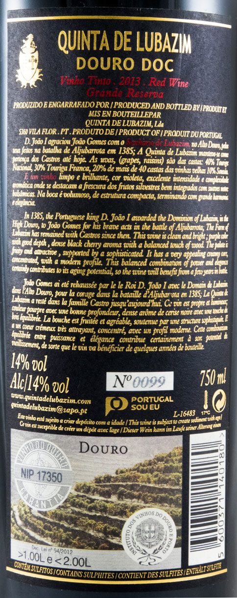 2013 Quinta do Lubazim Grande Reserva red