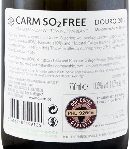 2016 CARM organic white (no added sulphites)
