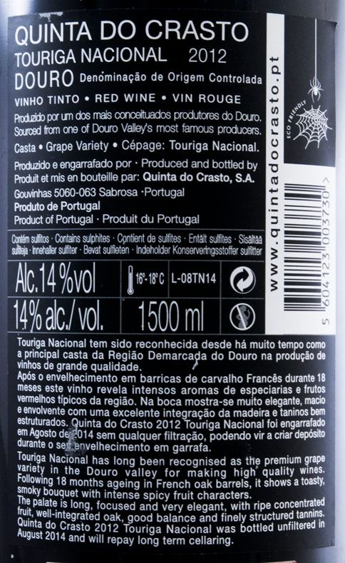 2012 Quinta do Crasto Touriga Nacional tinto 1,5L